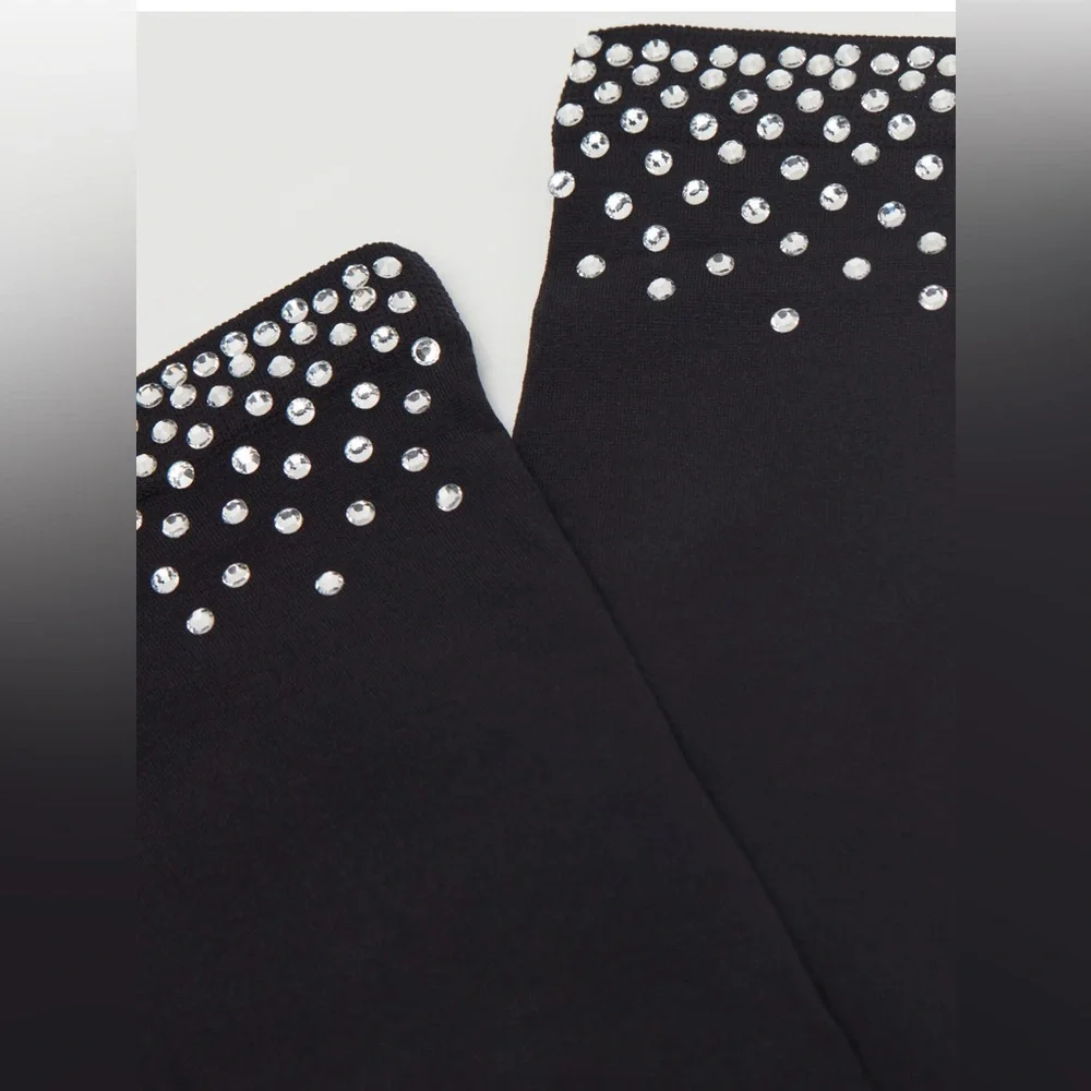 NWT Calzedonia Black Rhinestone Diamanté Ankle Socks One Size